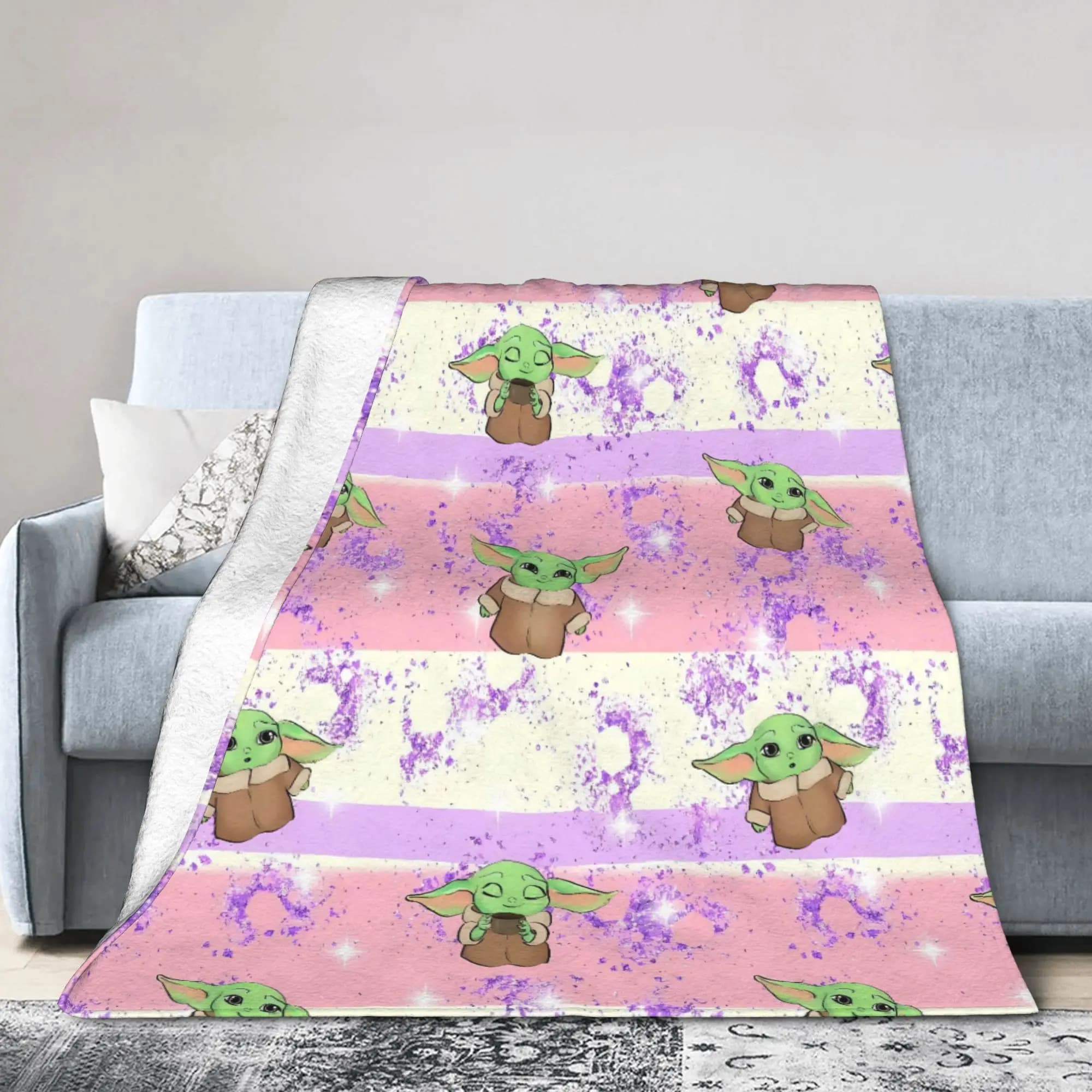 Grogu Baby Yodas Coperta di flanella Coperta invernale super calda per ragazze Ragazzi Divano Sedia Divertente Copriletto per divano letto