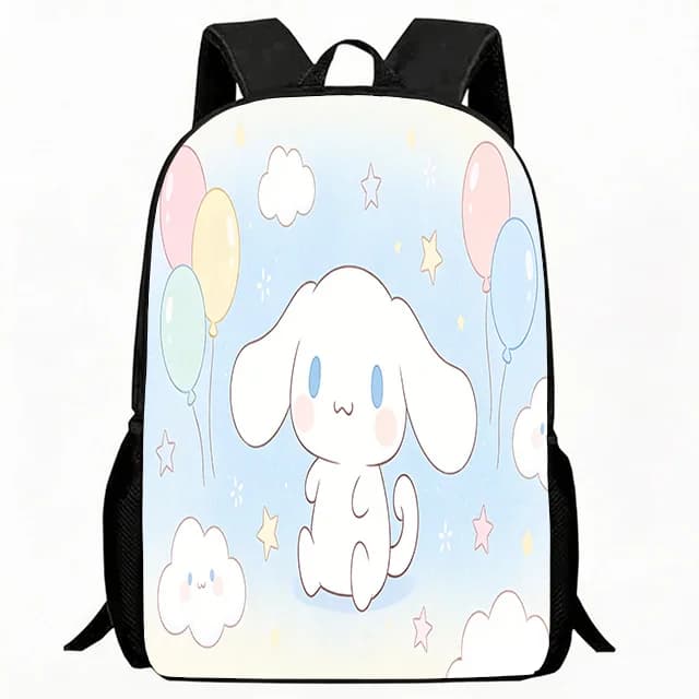 Borsa per bambini con stampa Cinnamoroll, zaino per bambini, graziosa borsa da scuola con design a palloncini pastello e nuvole, leggera e traspirante