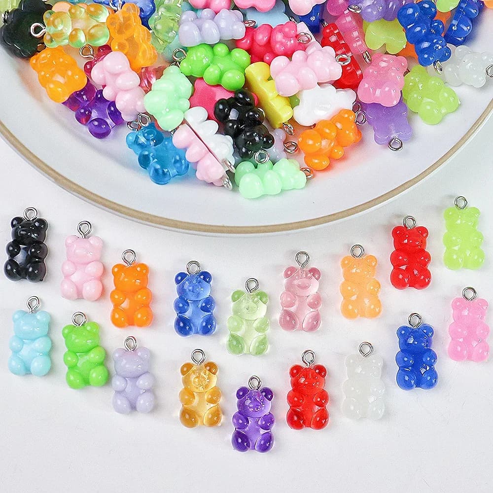 20 pz 11*17mm Orsi In Resina Color Caramella Pendenti E Ciondoli per Orecchini Collane Che Fanno Accessori Animale Del Fumetto Risultati Dei Monili