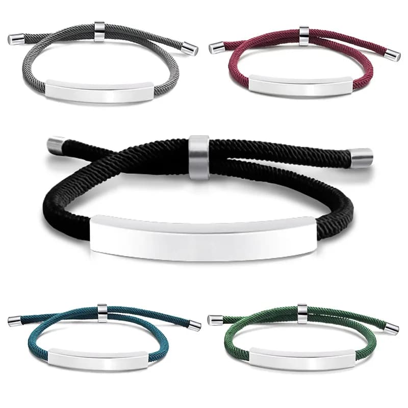 Nome inciso Data Lettera Personalizza Breaclet per donna Uomo Bracciale da polso in corda intrecciata in acciaio inossidabile Gioielli personalizzati