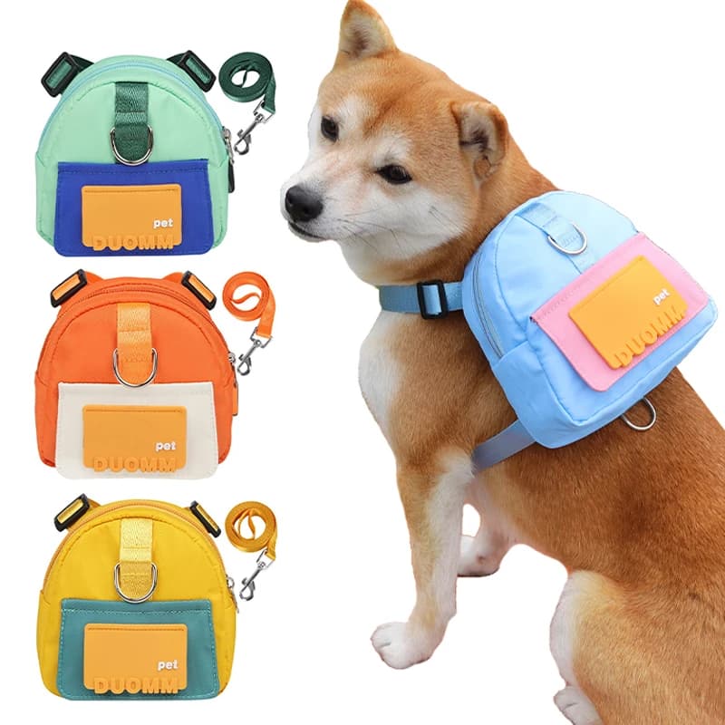 Zaino impermeabile per animali domestici per cani Borsa per cuccioli con collare per imbracatura Zaino per snack per cani da viaggio all'aperto Accessori per cani Bulldog francese