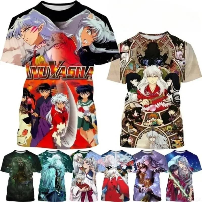 Summer Anime Inuyasha 3D Print Custom T-shirt Men and Women Japanese style Harajuku Casual Short Sleeved Neckline