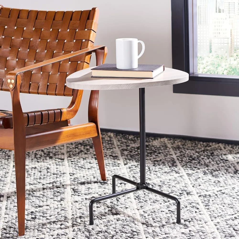 Tavolino laterale Home Berlin in rovere grigio chiaro e treppiede nero