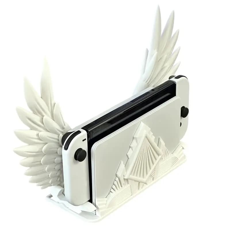 Accessorio per supporto da tavolo con base a forma di ala rimovibile per console di gioco Switch, supporto decorativo per esposizione