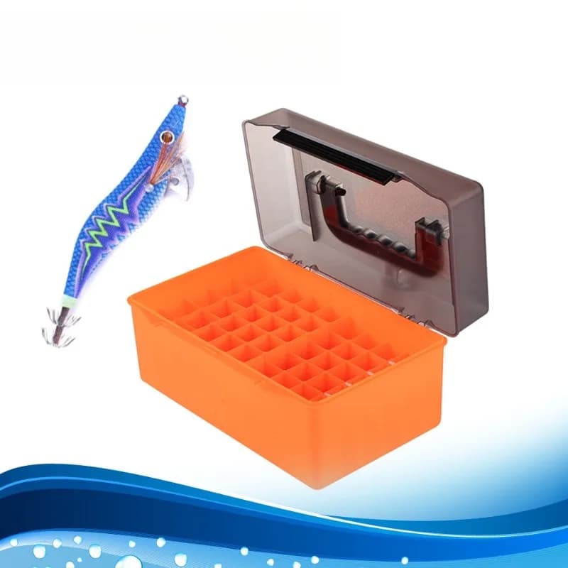 Fishing bait box, rigid container for artificial baits, for squid jig, minnow, pencil lures, fishing gear case