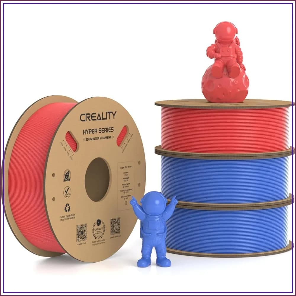 High-Speed PLA Filament 1.75mm, 30-600mm/s, Dimensional Accuracy +/-0.02mm, 4-Pack 1kg Spool (2.2lbs), Red & Blue
