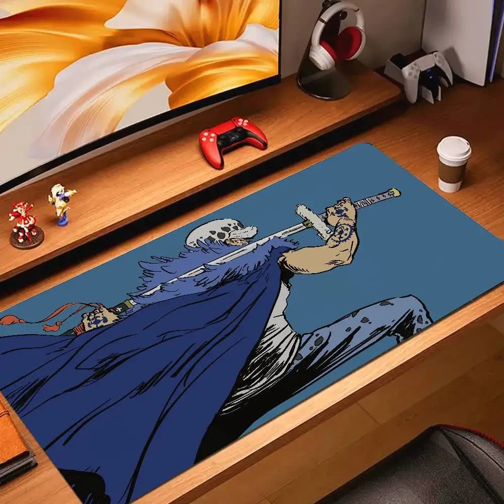 Tappetino per Mouse da Gaming One Piece Marineford War Arc, Grande Tappetino in Gomma per Tastiera e Scrivania con Bordo Cucito da 2MM