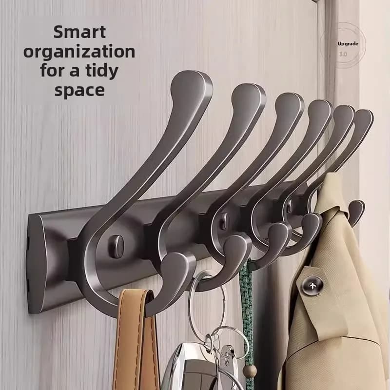 Wall-Mounted Door Ba Hook Clothes Hanger Fixed Wall Hanging Ra Entrance Closet Coat Hook Space Aluminum No-Drilling Needed