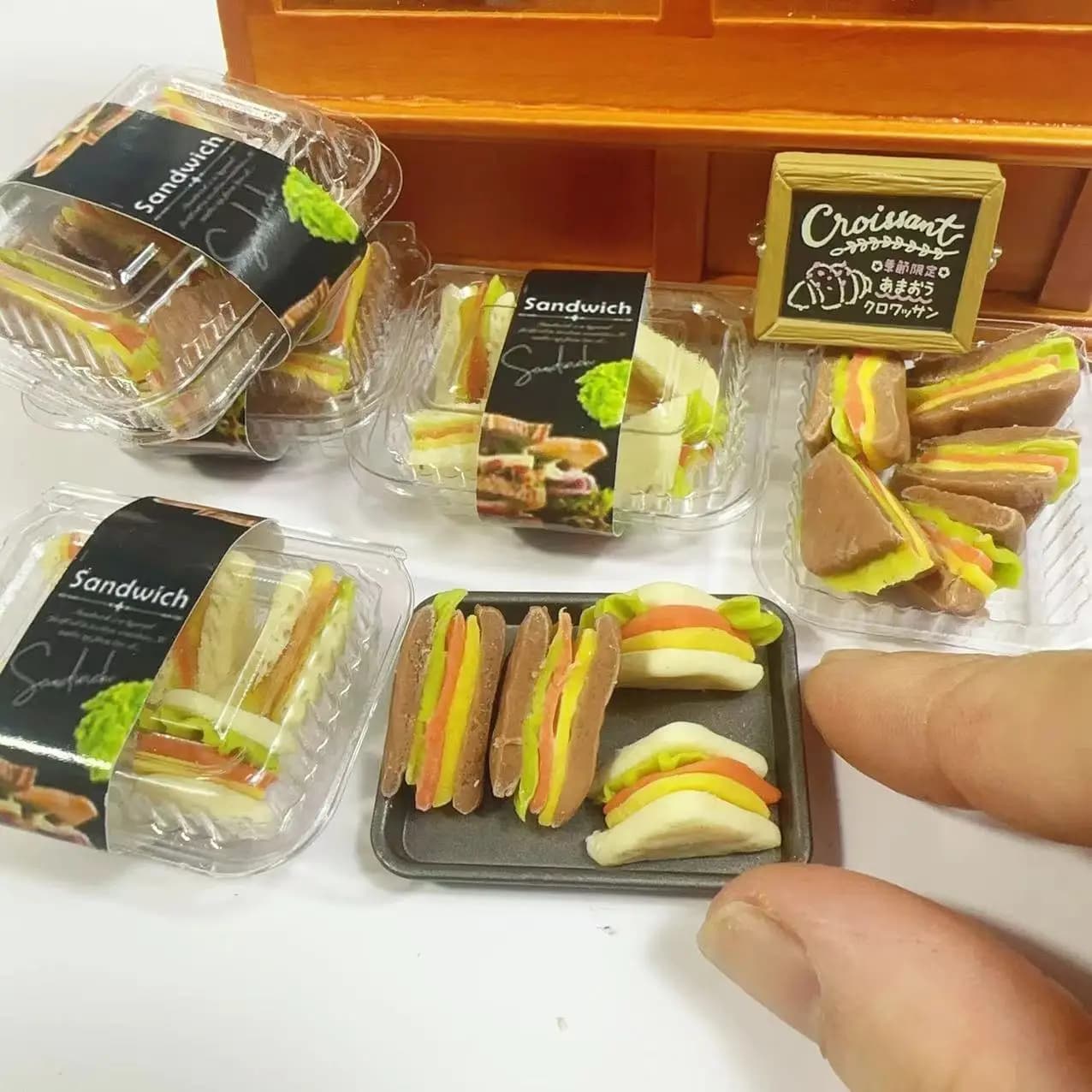 Nuovo 5 PZ/SET 1/6 Fatto A Mano con argilla Colazione Da Asporto In Miniatura Delizioso sandwich colazione set cibo per la Casa di Bambola accessorio