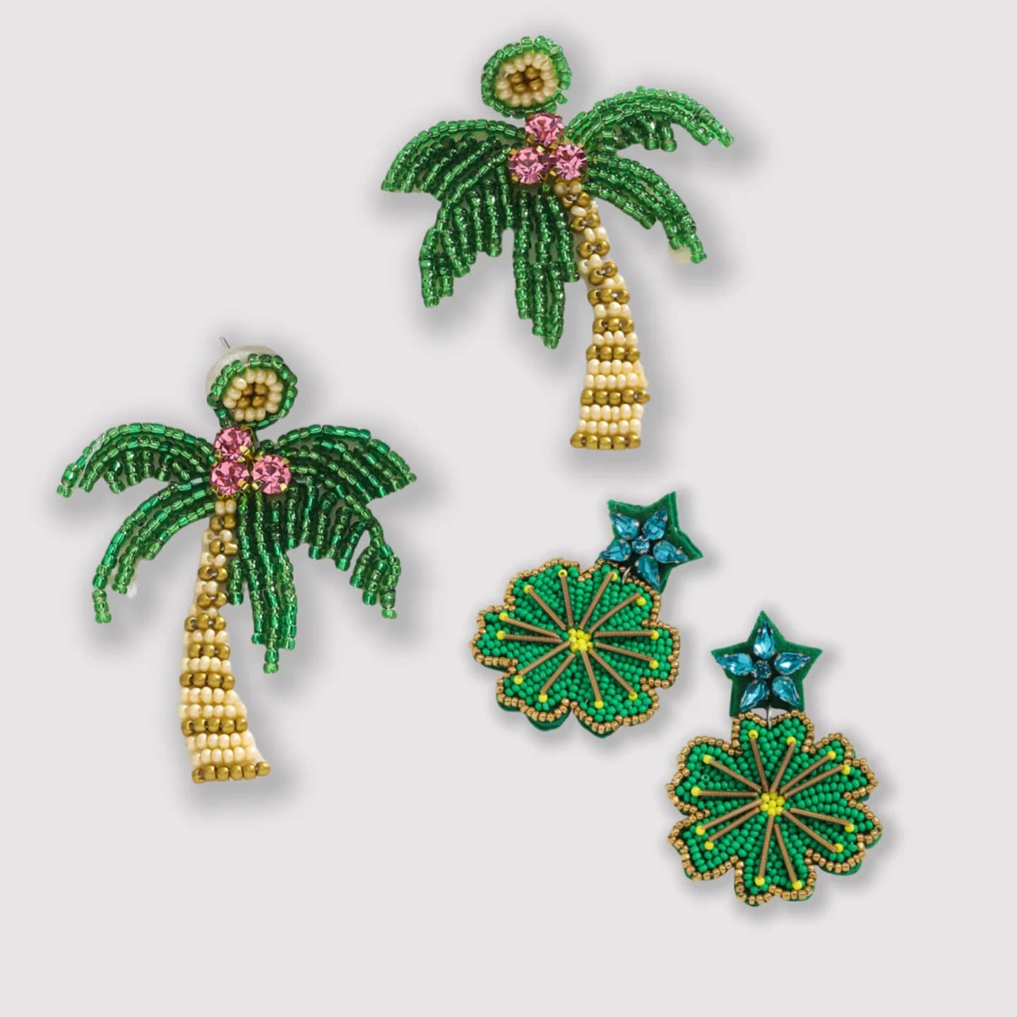 Orecchini Pendenti Artigianali con Perline a Forma di Albero di Cocco, Orecchini a Goccia Floreali di Lusso con Strass per Donna, Gioielli Estivi da Spiaggia, Regalo per le Vacanze