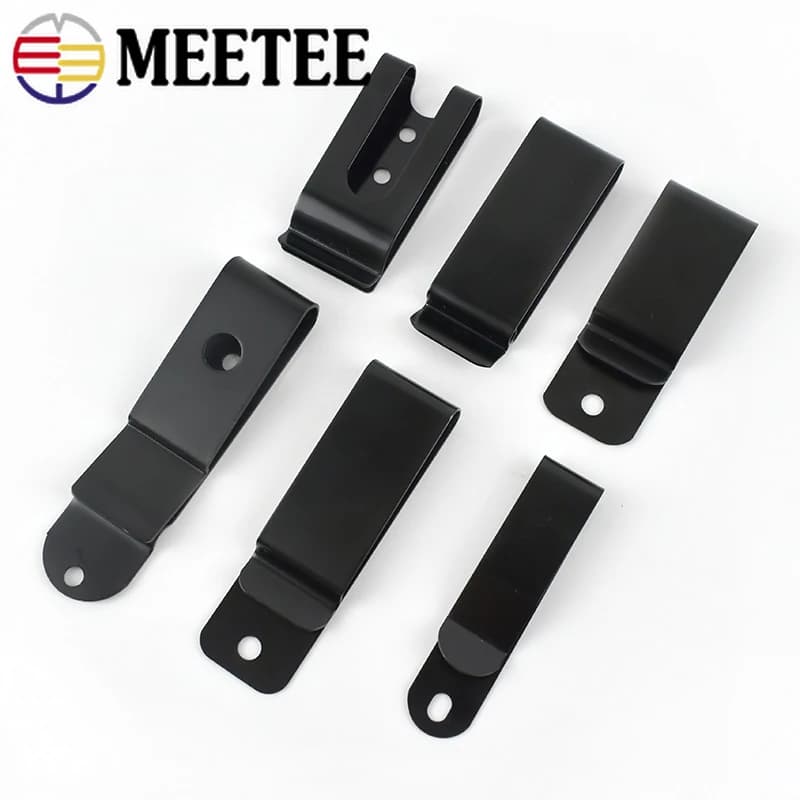 Meetee 5/10 pezzi fibbie a molla in metallo nero fondina per cintura guaina clip chiusura per tasca portafoglio portachiavi clip in vita fai da te con vite