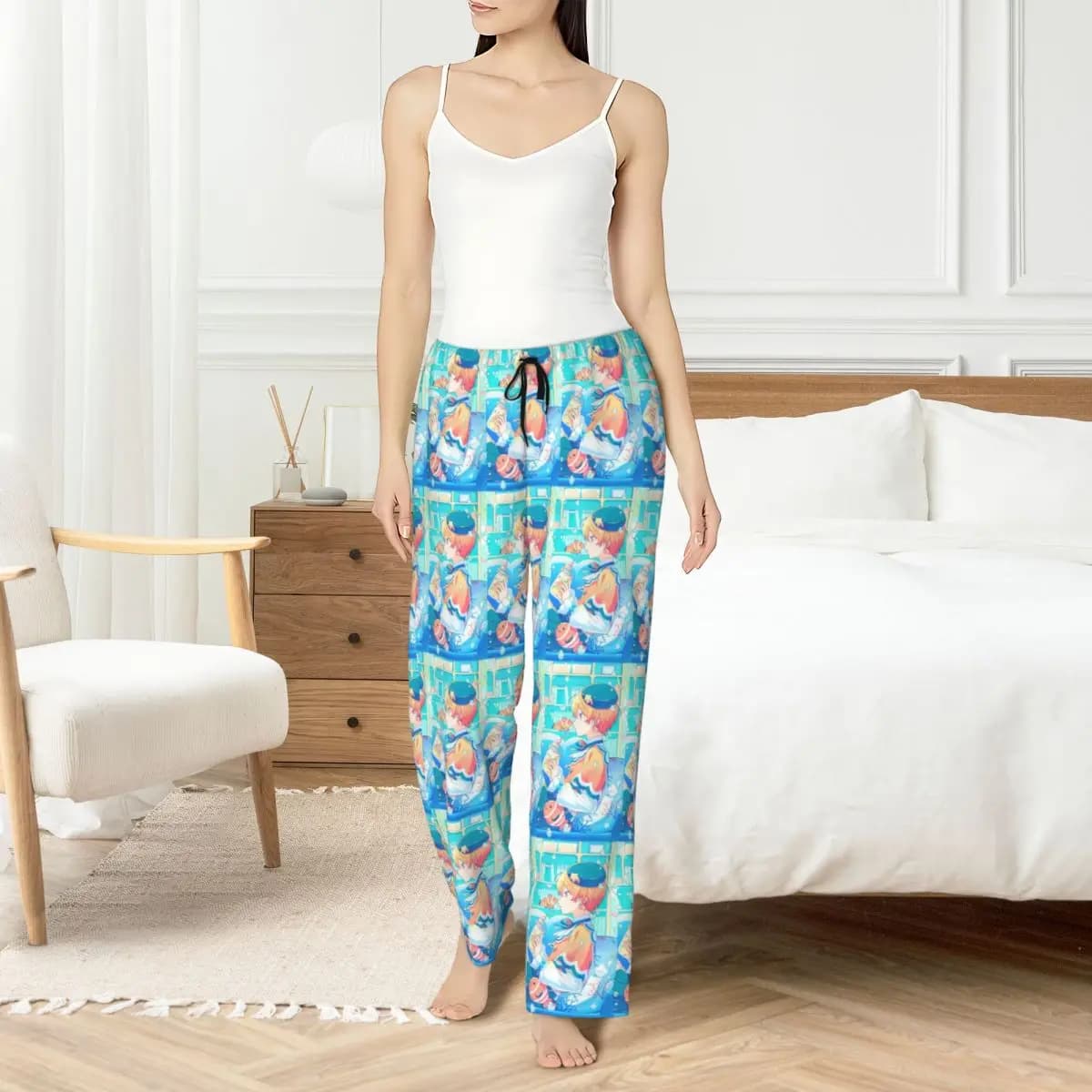 Stampato personalizzato per donna Tsukasa Anime Tenma Pantaloni pigiama Pigiama Pantaloni da notte con tasche
