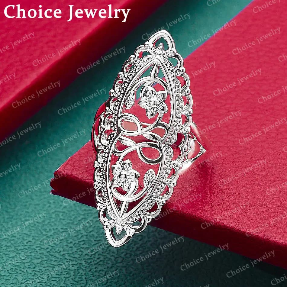 Anello in argento sterling 925 misura 7-10 con motivo cavo retrò per donna, gioielli alla moda, fascino, grazia, matrimonio, fidanzamento
