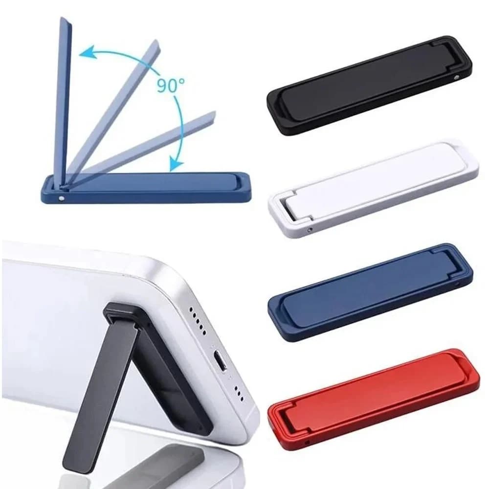 Mini Flip Alloy Phone Holder Ultra-thin Back Sticker Invisible Foldable Mobile Phone Bracket Portable Desktop Stand For Phones