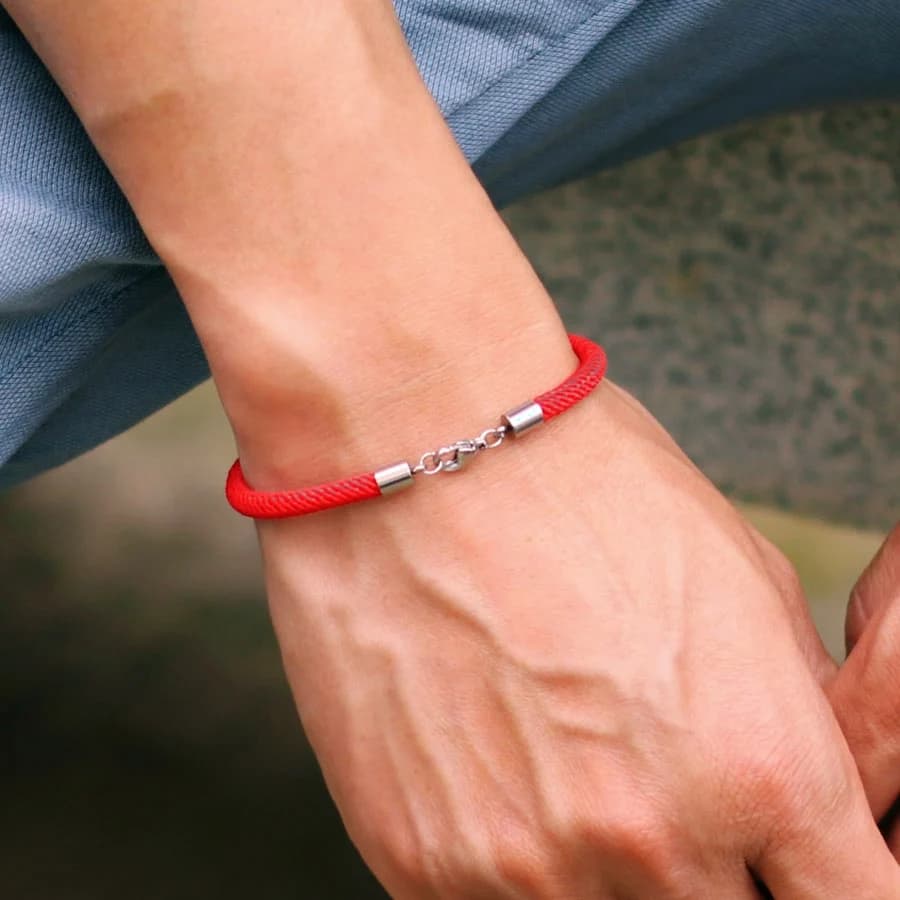 New Lucky Red Thread bracciale uomo fibbia in acciaio inossidabile nautico Casual String Braclet Homme 4mm Pulseras Rojas regali per lui