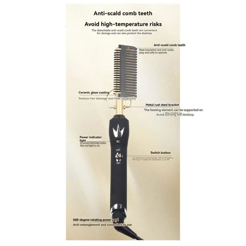 OFF SHELF】Spina EU 38W Double Voltage 110-220V Hair Smooth comb, Electric styling tool for wet and dry use