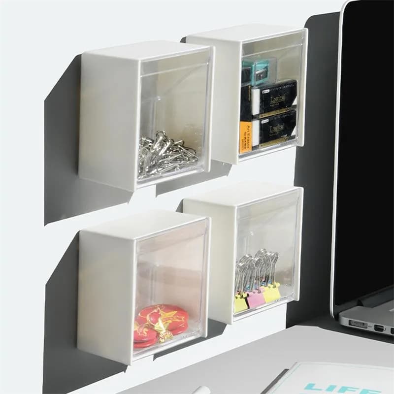 Transparent Wall Mount Flip Storage Box Multifunctional Paste Small Object Multipurpose Wall Storage Box Drawer Organizer