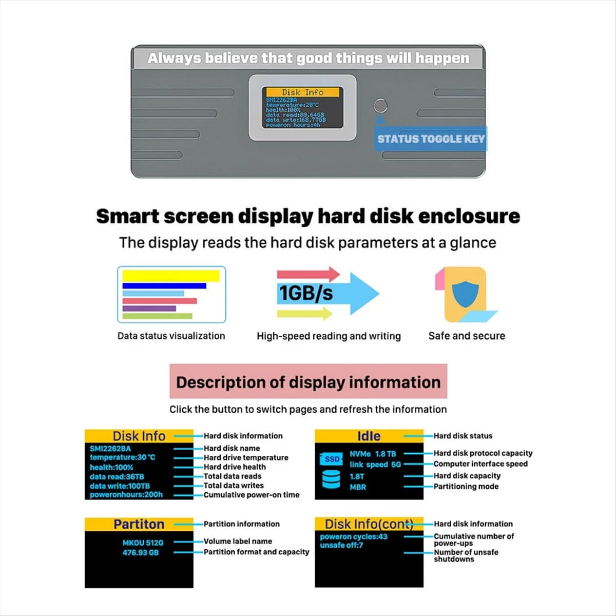 2025CALDO! !Smart M.2 NVMe / SATA SSD Custodia, USB 3.2 Gen 2 10 Gbps, Custodia adattatore M2 esterna Supporto M-Key B + Chiave M UASP RTL9210