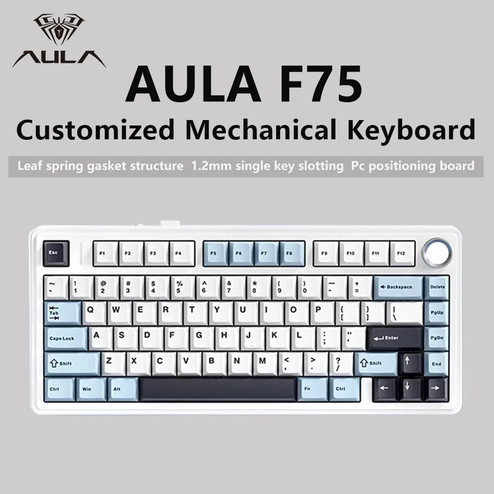 AULA F75 2.4G Wireless/Bluetooth/RGB Wired Game Mechanical Keyboard Custom 75% Layout Profile Gasket Structure OEM
