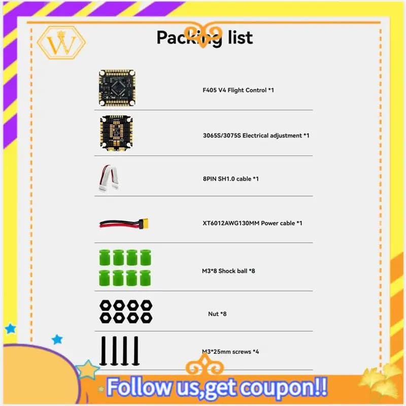 Latest-F475S V4 FPV Stack FC and ESC F405 V4 Flight controller 75A ESC 3-8S 30.5X30.5Mm For FPV Racing Drone