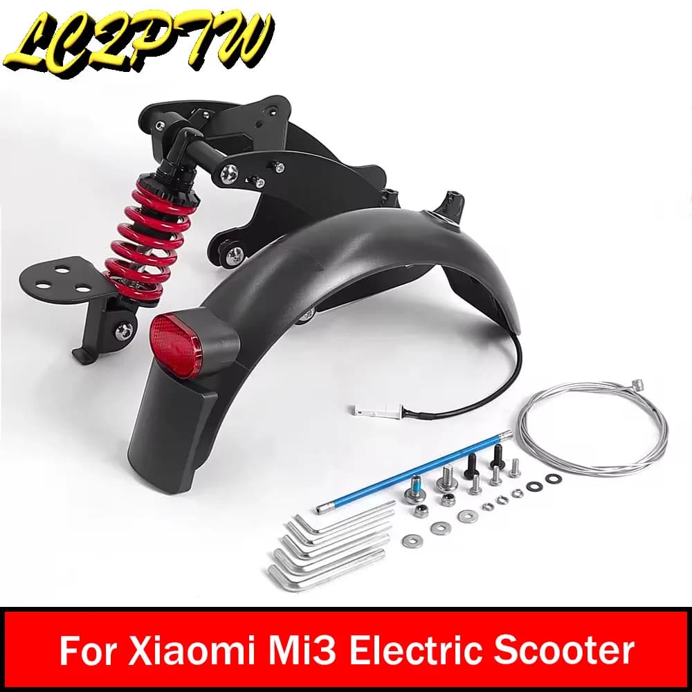 Kit sospensione posteriore modificata per scooter elettrico per Xiaomi Mi3 KickScooter Parte fanale posteriore di avvertimento parafango per assorbimento degli urti posteriore