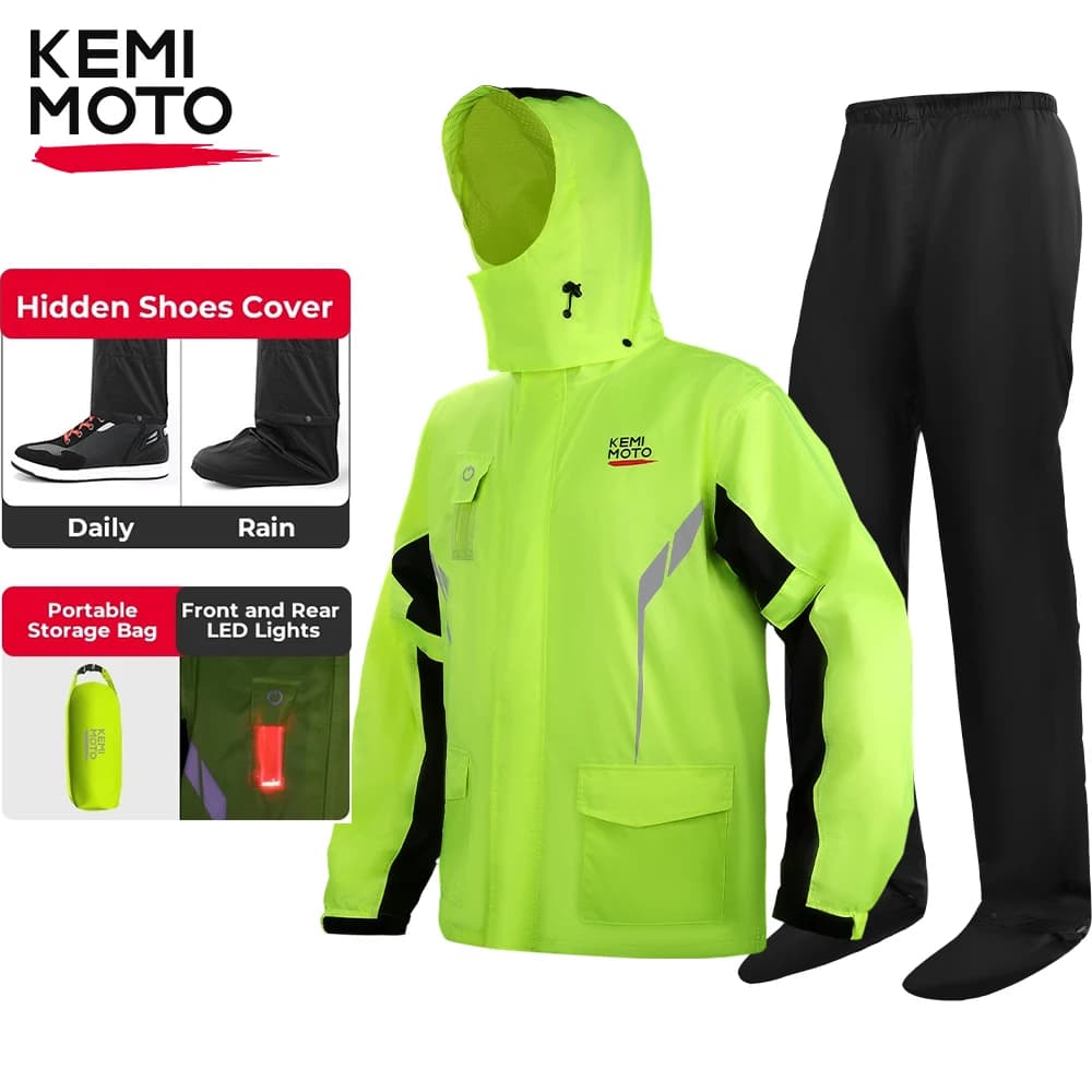 KEMIMOTO Set impermeabile unisex con pantaloni, giacca antipioggia per moto, attrezzatura da ciclismo per motocross per tutte le stagioni