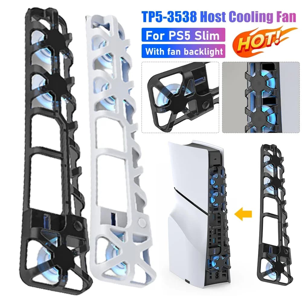 TP5-3538 Ventola di raffreddamento con luce a LED e 3 ventole Efficiente CPU Cooler USB DC 5V Ventola portatile per PS5 Slim Host Accessori da gioco