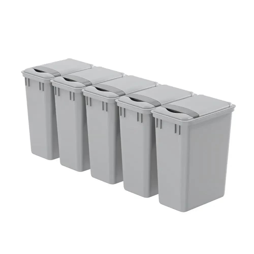 Cestino per rifiuti quadrato in plastica grigia da 35 Qt con coperchio, impilabile - Ideale per sotto il lavello, scrivania, ufficio, cucina, bagno o giardino (8,75 G