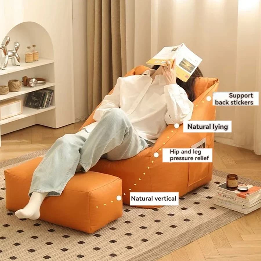 Poltrona Sacco Tatami Singola per Appartamenti Piccoli, Divano Relax Reclinabile o per Dormire, Sedia Lounge per Casa in Affitto