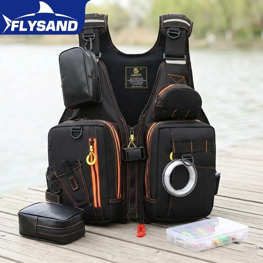 Gilet da Pesca Multifunzionale, Giubbotto Salvagente per Sicurezza all'Aperto, Materiale Galleggiante PFD con Molteplici Tasche Portaoggetti