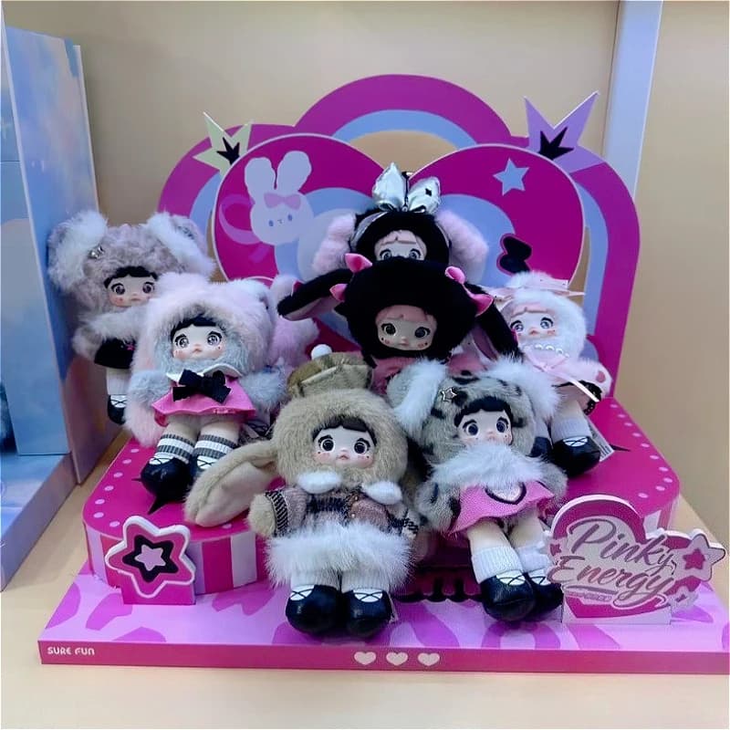Nommi Pink Energy Series Blind Box Bambole di Peluche in Vinile Kawaii Decorazioni per la Casa Ornamenti Sorpresa Portachiavi Giocattoli da Collezione Regalo