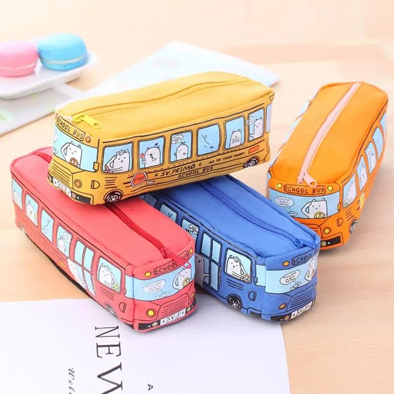 Astuccio creativo in tela a forma di autobus, graziosa borsa per cancelleria, design semplice per ragazzi e ragazze, confezione regalo festiva, marca ABEYINUOR