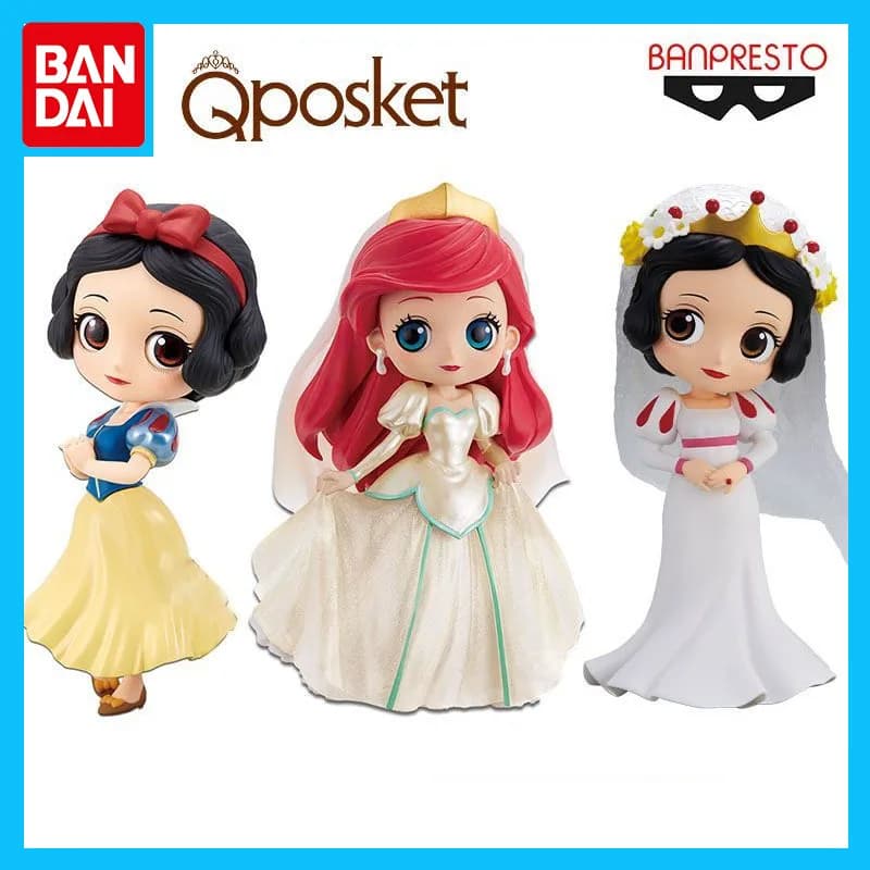 Bandai Originale Qposket Disney Princess Anime Figura Biancaneve Aurora Alice Action Figure Giocattoli per Ragazzi Ragazze Modello Regalo