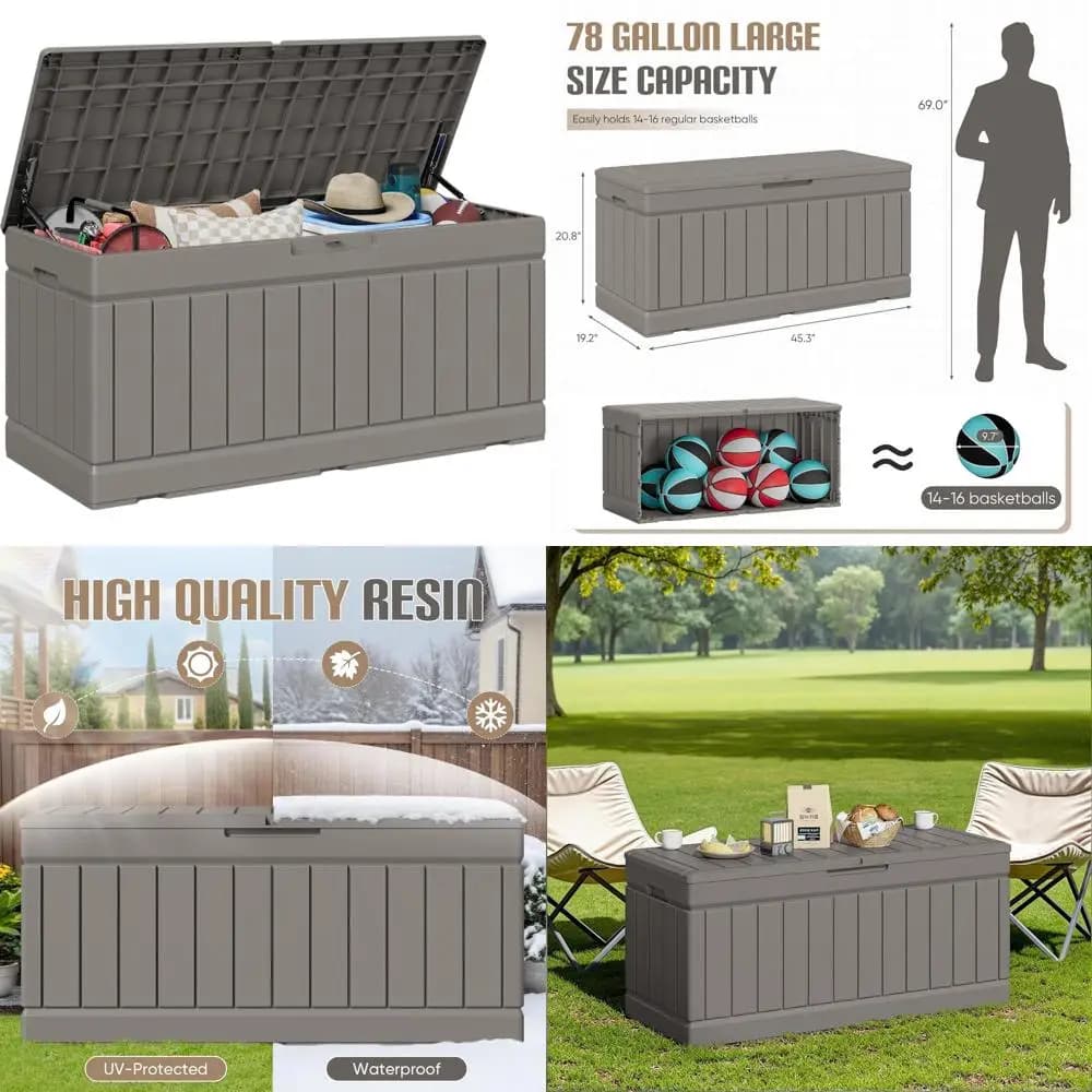 Large Exterior from 78 Gallon - Light Brown for Patio Bearings, Garden Tools and Other