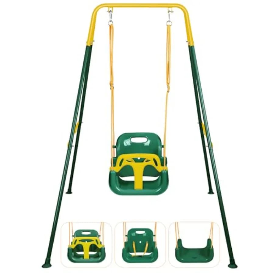 Altalena 3-in-1 per Bambini, Pieghevole per Interni ed Esterni, Altalena Multifunzionale per Bambini dai 6 Mesi in Su, Facile da Montare