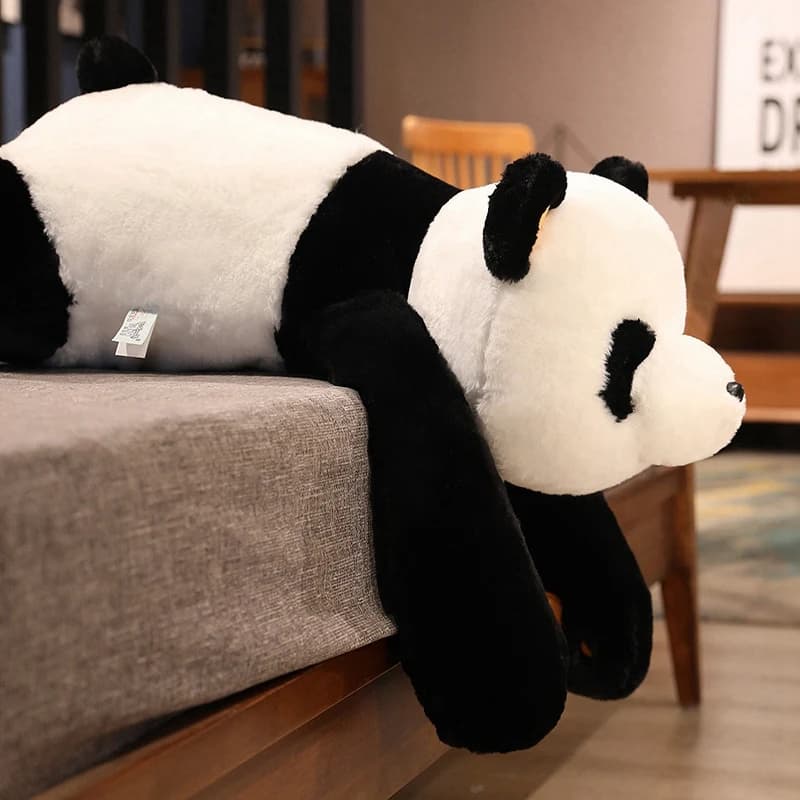 Peluche Gigante Panda 80cm, Morbido Cuscino per Dormire, Orsacchiotto Cartone Animato, Bambola Imbottita, Regalo Classico per Bambini, Compleanno e Natale