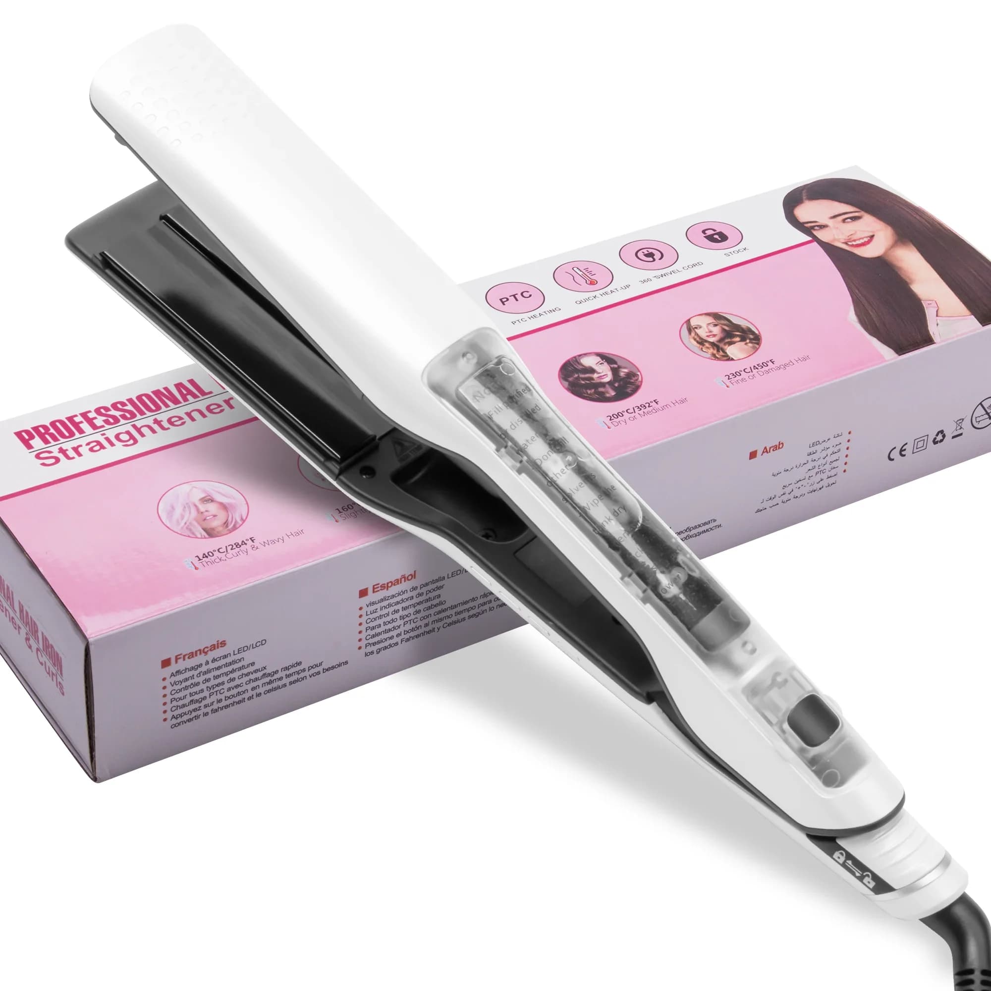 Piastra per capelli a vapore Salone professionale Ferro da stiro per capelli in ceramica nano titanio Ferro da stiro per capelli liscio