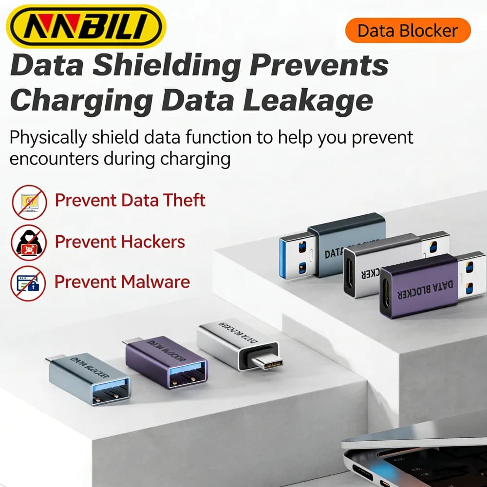 Adattatore USB NNBILI Anti-Hacking per Protezione Dati, Convertitore USB A/C Maschio a USB A/C Femmina Anti-Perdita di Privacy per Laptop e Cellulari