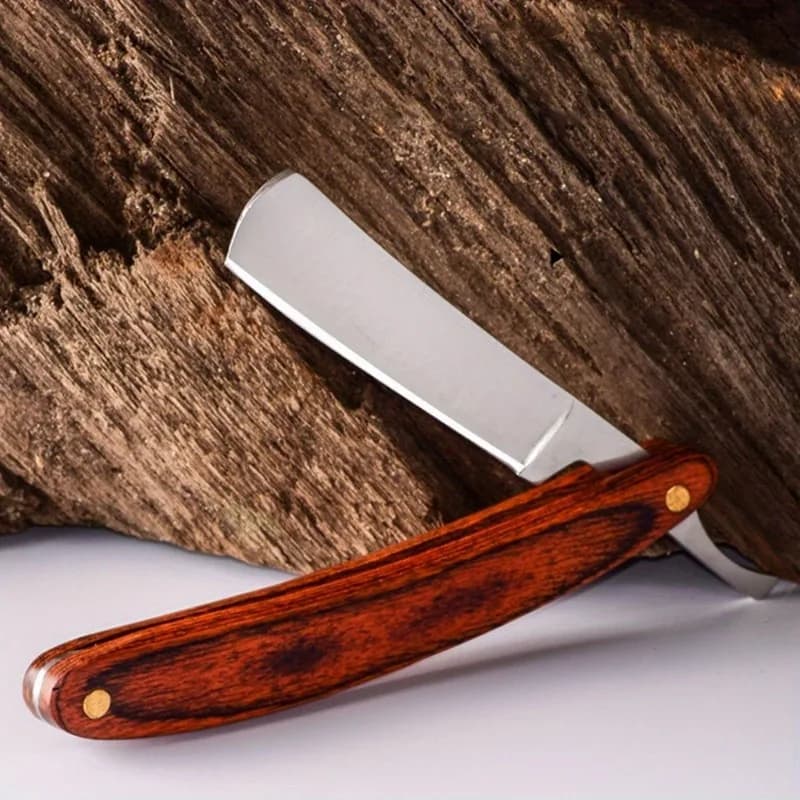 Retro Straight Cut Throat Shaving Razor Carbon Steel Folding Barber Beard Knife Pearwood Handle Men Facial Shave Cutting Tool