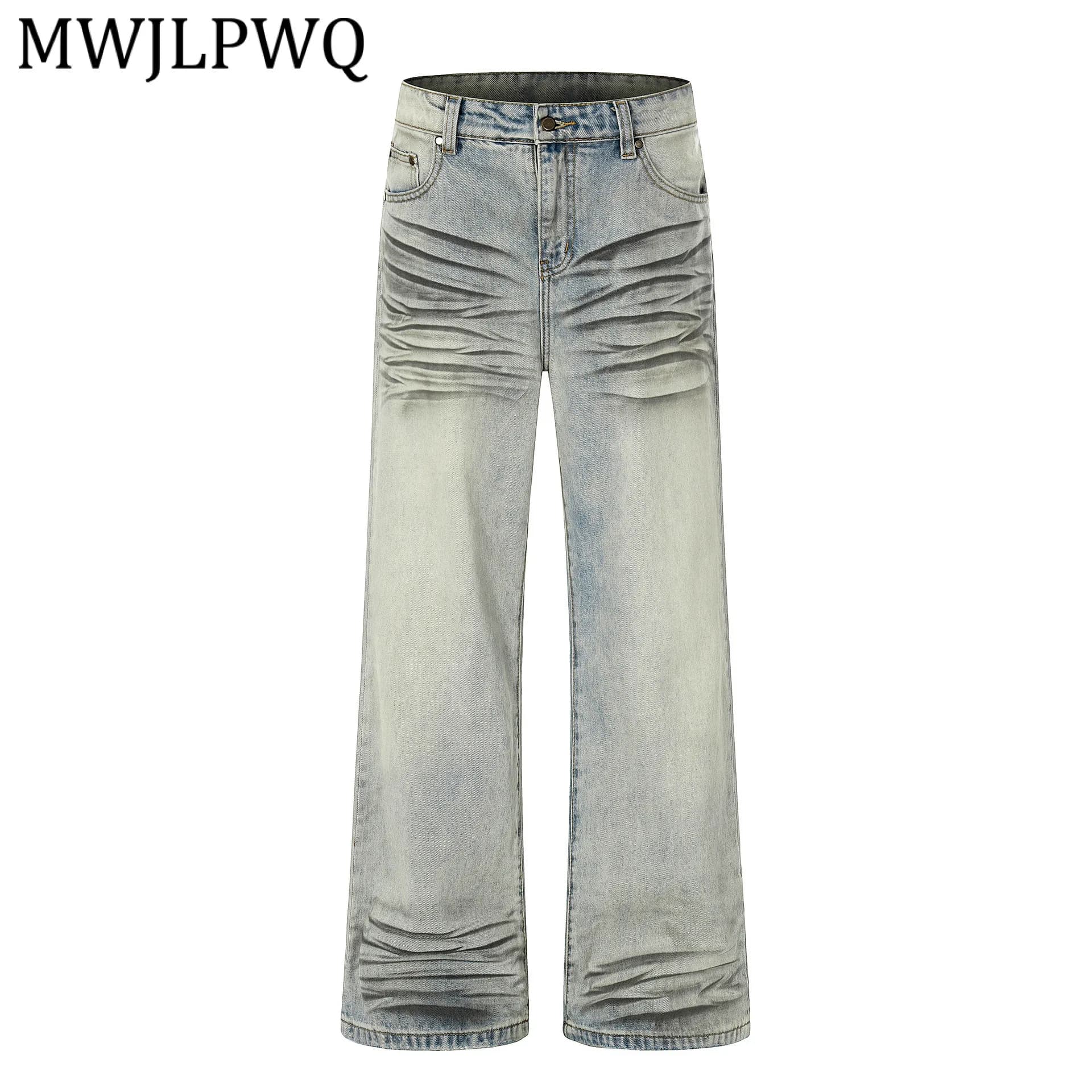 MWJLPWQ Retro Dirty Washed Distressed Flared Jeans For Men And Women American High Street Male Trousers 2026 Spring New 14579