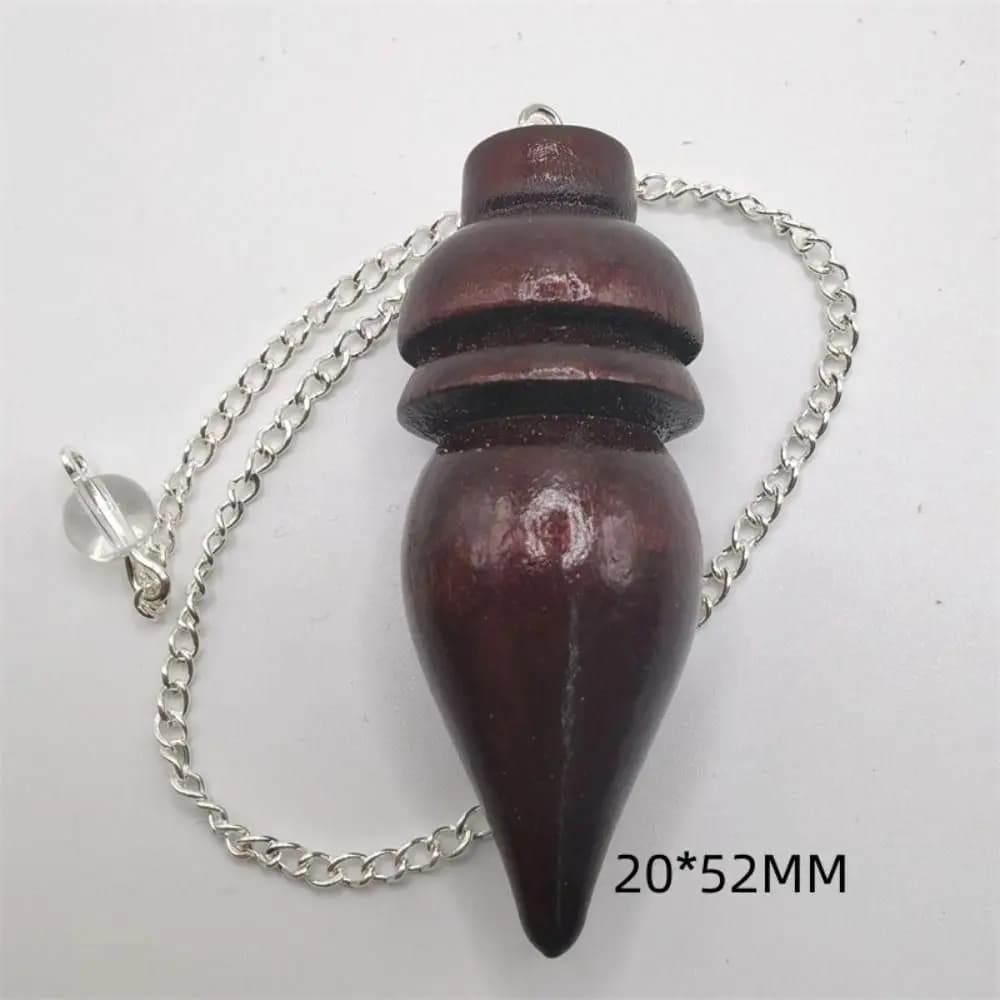 Nuovo design in legno naturale pendolo in legno guarigione amuleto cono rotondo modello rabdomanzia con catena pendente a pendolo Reiki