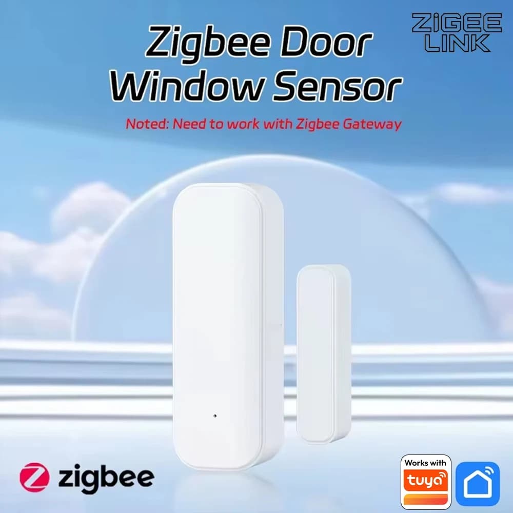 Sensore Magnetico ZigBee per Porte e Finestre, Allarme di Sicurezza Apertura/Chiusura, Controllo Remoto tramite App, Compatibile con Tuya, Alexa, Google
