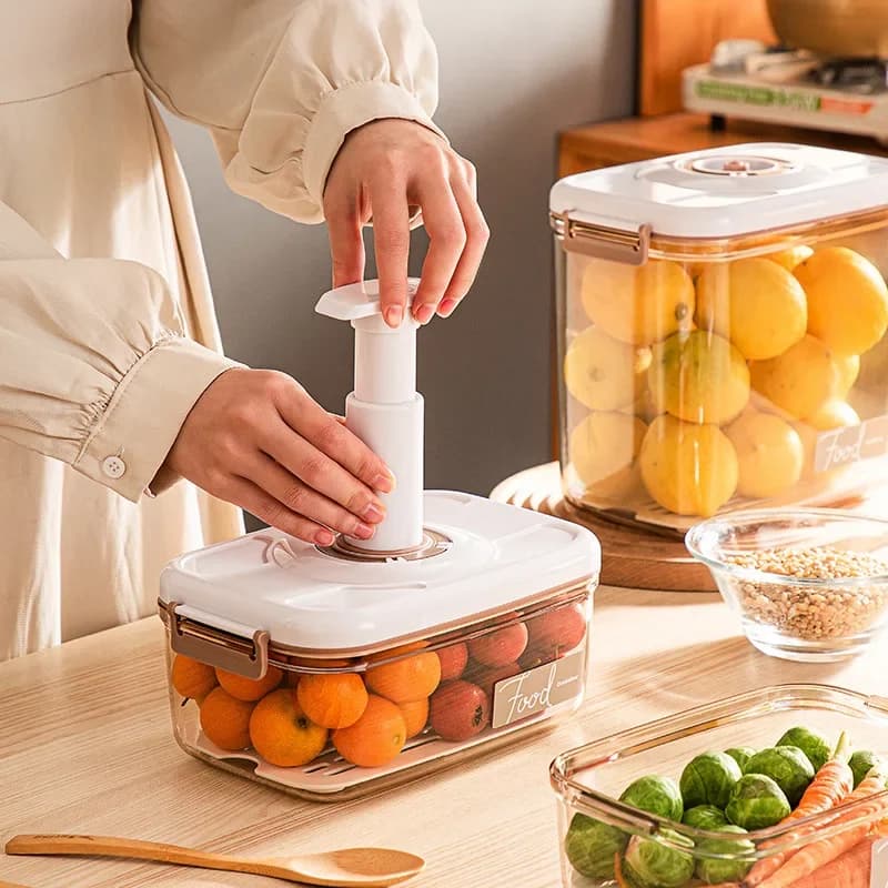 Contenitore sottovuoto per alimenti, scatola per la conservazione degli alimenti nel frigorifero, contenitori per la conservazione degli alimenti, organizer da cucina con sistema di drenaggio, contenitore per frutta.
