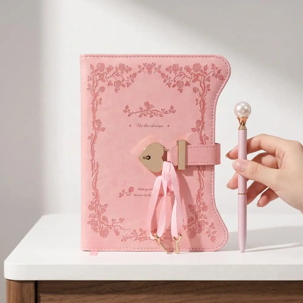 Secret B6 Love Lock Keys Notebook 360 Pages Vintage PU Leather Journal Cute Design Handheld Ledger With Pen Diary Use