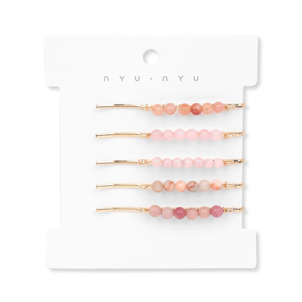 5 pz/set forcine per capelli con perle di pietra rotonde piccole quarzs rosa naturali Agates Crystal Gem fermaglio per capelli moda gioielli femminili ornamenti regalo