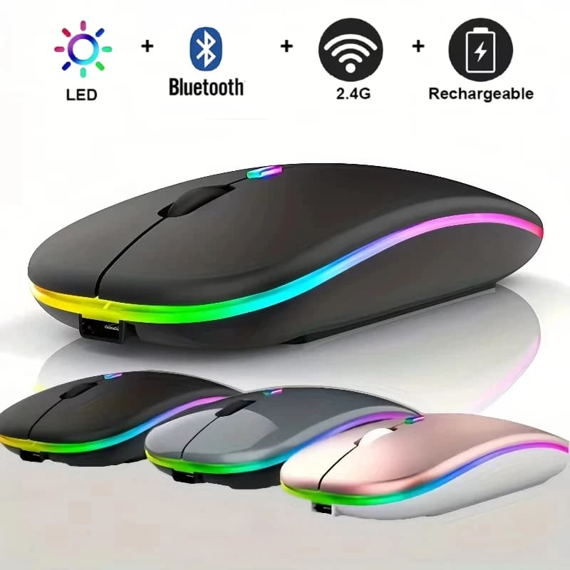 Mouse Wireless Xiaomi Bluetooth Dual Mode 2.4GHz Ricaricabile RGB Ergonomico Silenzioso per PC iPad Laptop Cellulare TV