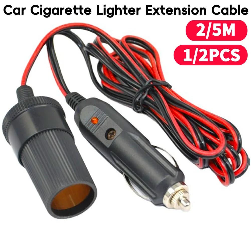 Cavo di prolunga per accendisigari per auto 2M/5M 12/24V 10A Caricabatteria per auto Cavo di prolunga per accendisigari Cavo per presa accendisigari