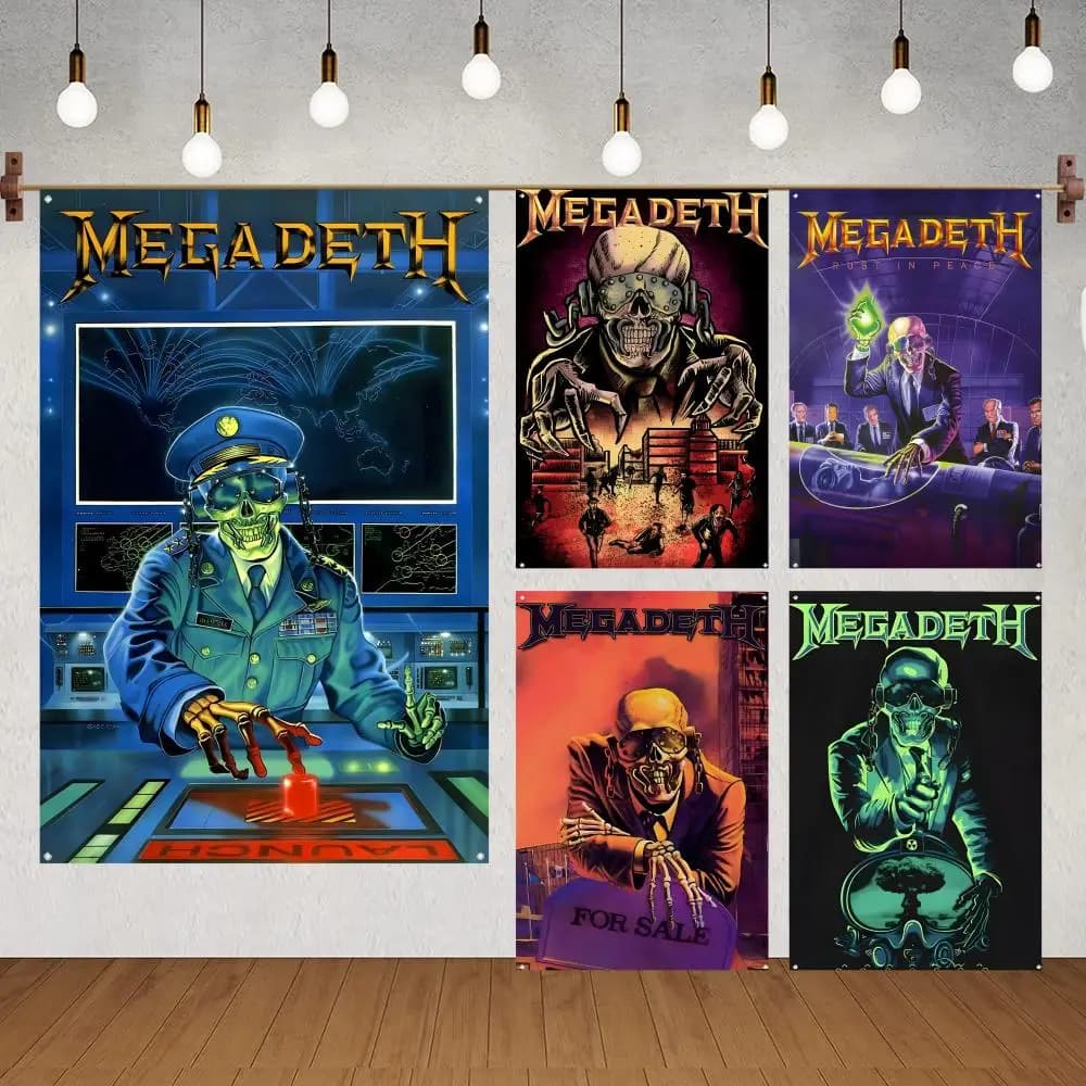 Megadeth Heavy Flags Flags for indoor decoration with no edging and four corner rings for easy hanging