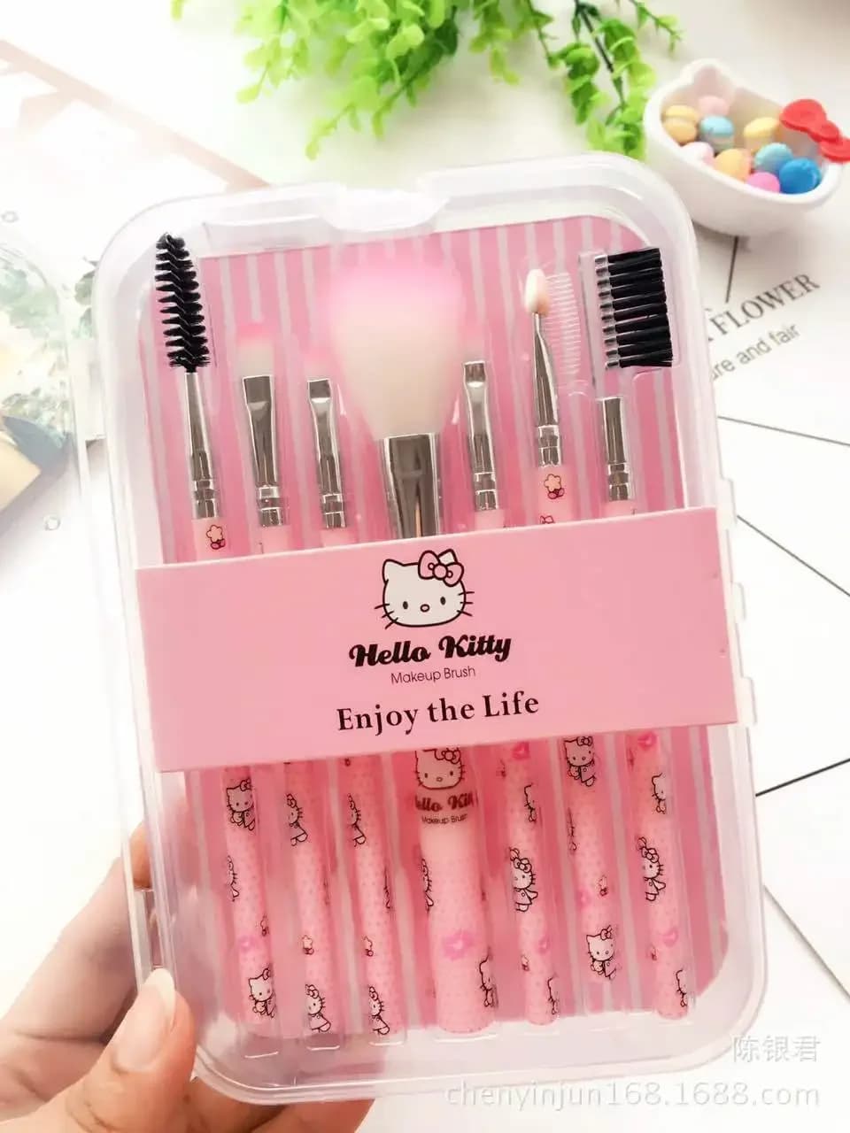 Sanrio hello kitty set of brush brush red sun brush for umbrellas plastic box for girl brush for beauty tools