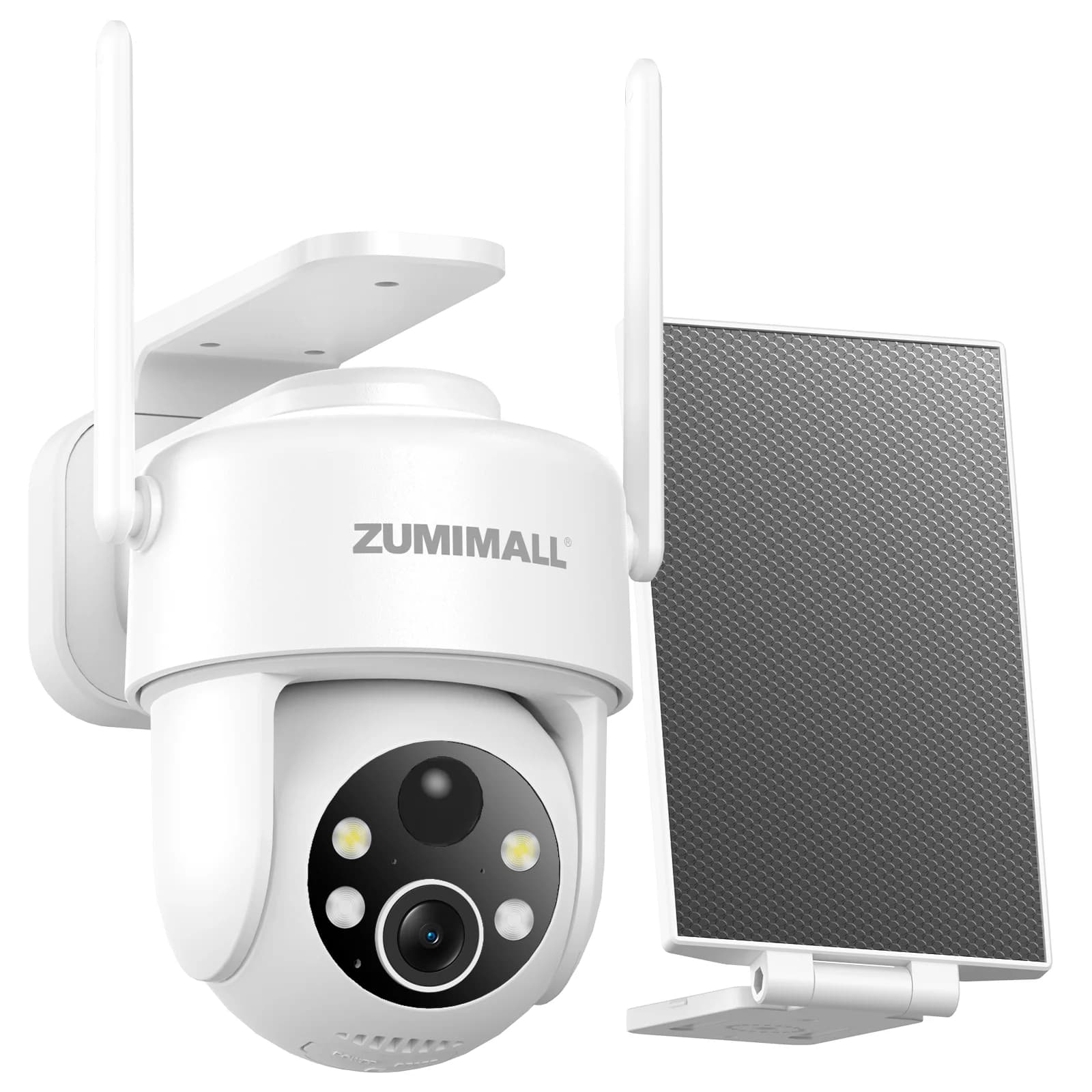 Telecamere di sicurezza ZUMIMALL da esterno 2K wireless, 360 ° PTZ solare/alimentazione a batteria, visione notturna a colori/WiFi 2,4 GHz, Cloud/Alexa-X3K